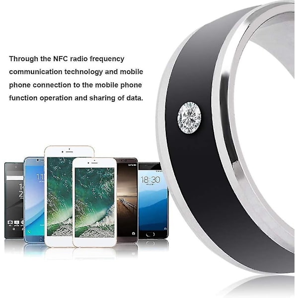 Älykäs sormus, ei latausta ja syvyydenkestävä universaali älykäs sormus, taianomainen puettava laite universaali sormus matkapuhelimeen, Nfc-älyrenkaat (koko 9) 2kpl