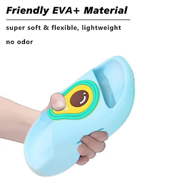 Pojkar Flickor Öppna Tå Sandaler Bekväma Dämpade Söta Tecknade Duschtofflor Inomhus & Utomhus sky blue