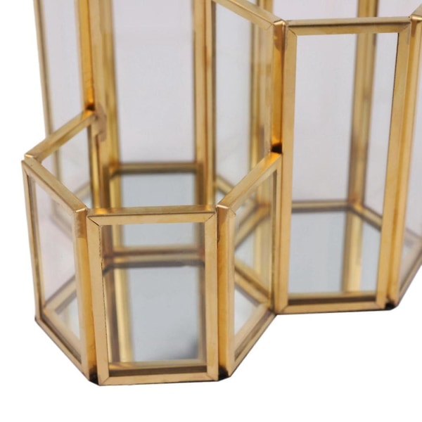 3x lasikuparinen kuusikulmainen komposiittikynäpidike meikkisivellin lasilaatikko organizer