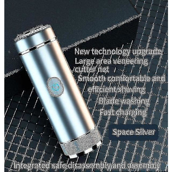 Elektrisk barbermaskine, bærbar, genopladelig (sølv)