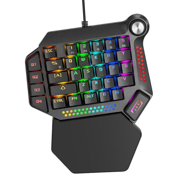 Red Thunder One-handed Mechanical Keyboard Rgb Backlit 35 Keys Portable Mini Keyboard