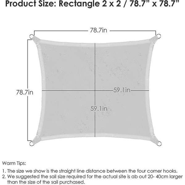 Skuggsegel 2x2m Fyrkantig skugga Segelkapell Skuggduk Vattentät 95% UV-skydd för Gard Crday Present