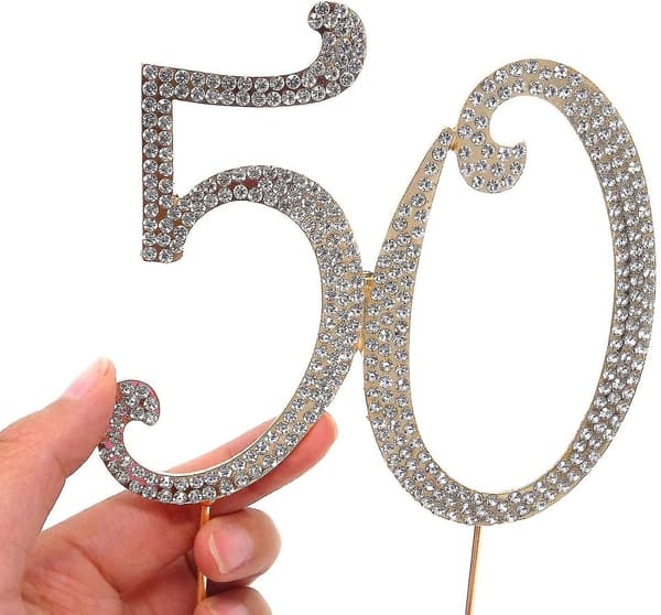 Evago Kakepynt Premium Glitrende Krystall Rhinestone Kakepynt Kakedekorasjon Til 50-årsdag O