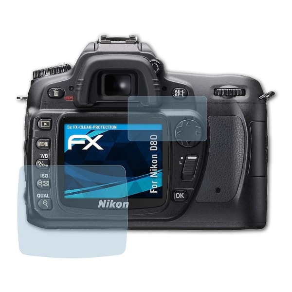atFoliX 3x skyddsfolie kompatibel med Nikon D80 Displayskyddsfolie klar