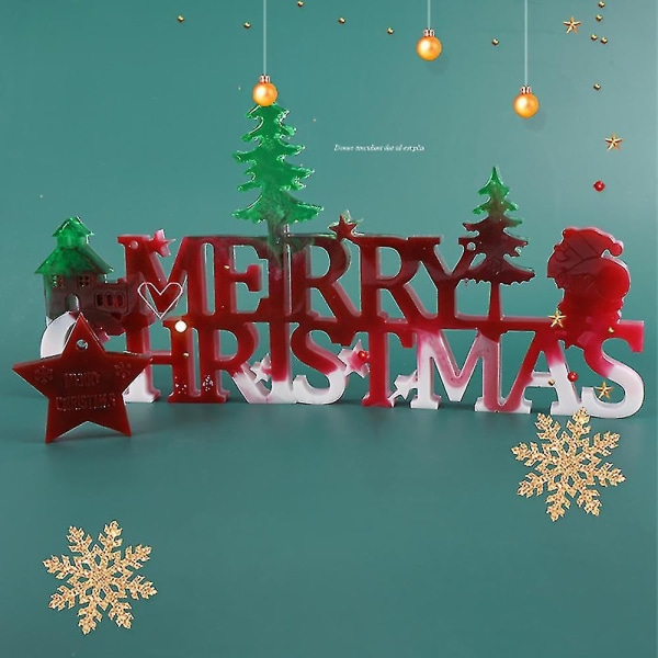 Merry Christmas Silikon Mold Casting Resin Epoxy Mold Xmas Ornament