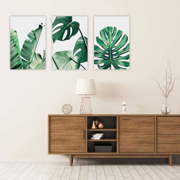 Seinätaide olohuoneeseen, banaaninlehti Monstera kasvitieteelliset printit Seinätaiteen koristelu Moderni minimalistinen set makuuhuoneen sisustukseen julisteita (ei Fr