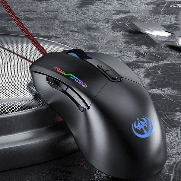 RGB Gaming Mus med Kabel - Programmerbar Ergonomisk USB Mus - 3200 DPI - 6 Knapper & 6