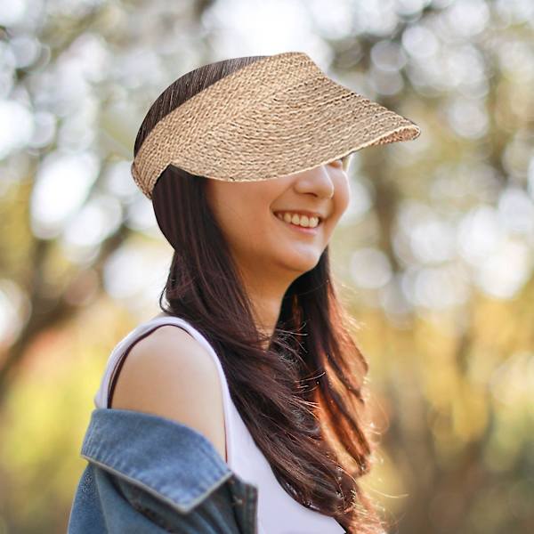 Dame Anti-UV Rull Opp Sol Visor Hat Kvinner Halm Sol Visor Caps