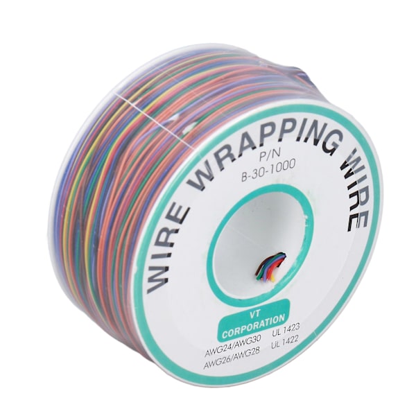 30AWG Fortinnet kobber testvikling kabel med 8 farvede isoleringsledninger - 280m til bærbare computere