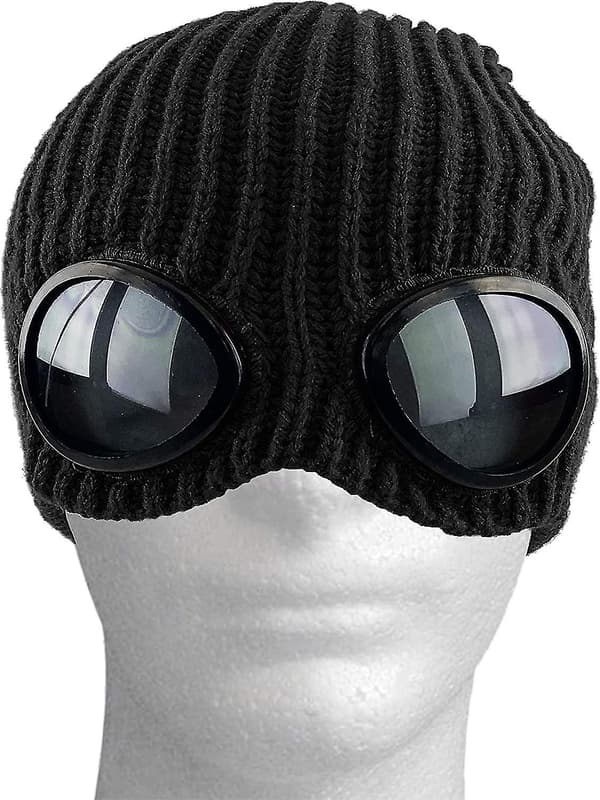 Goggle Lens -pipo, neulottu resori, talvi, laskettelu, kypärä, aurinkolasit