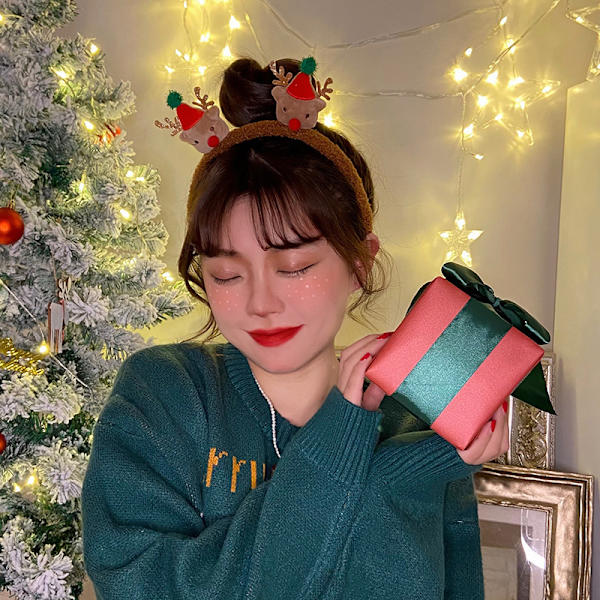 Jule-Tisi Pluss Hodebånd Elg Snømann Lam Hårbånd Høst Og Vinter Kvinners Hårpakke Hodebånd Hårbånd Hårspenne christmas elk scrunchie