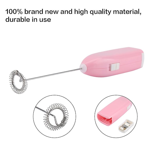 Elektrisk äggvisp och mjölkskummare för hushållsbruk (rosa)