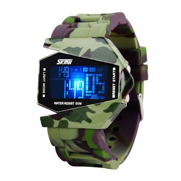 Led Military Cool Vanntett Lysende Grafisk Design Gutter og Jenter Digital Watch