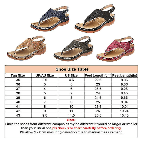 Komfortable ortopediske sandaler for kvinner, t-stroppsandaler, flate sandaler for strand og fritid 36