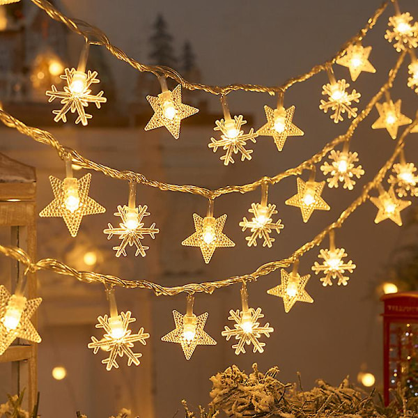 1,5/3m julelys snøfnugg lyslenke fe lys vanntett stjerneball led-lampe for hjem juletre hagedekor style-a 3m