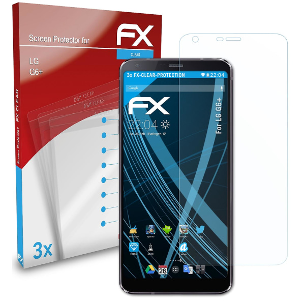 atFoliX 3x beskyttelsesfolie kompatibel med LG G6+ Displaybeskyttelsesfolie klar
