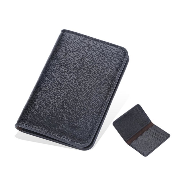 Herr Kreditkortsplånbok Mini Kortficka med 6 Magnetiska Kreditkortsplatser 2 ID-platser Bifold Plånbok för Dagligt Liv Black