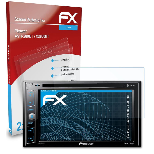 atFoliX 2x skyddsfolie kompatibel med Pioneer AVH-280BT / X2800BT Displayskyddsfolie klar