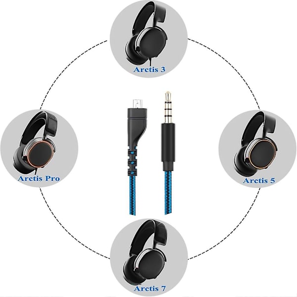 Holdbar lydkabel for Arctis 3 5 7 Pro hodetelefoner Lydforlengelseskabel