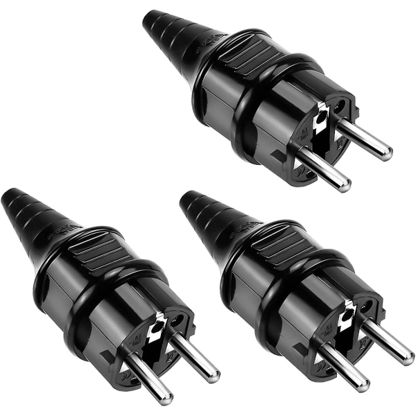 3 st Hane Elektrisk kontakt Skyddskontaktpluggar Antiböjande gummipluggar Modell E012 Skyddsklass 250v (16a, 50hz) För 6-16mm kabel (svart)