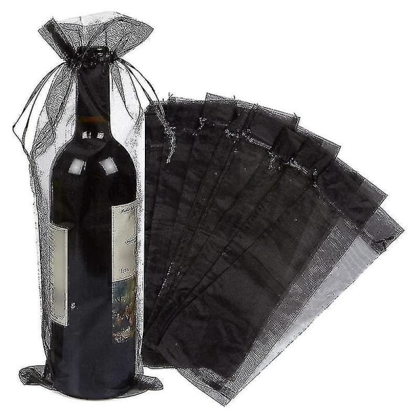 30 kpl mustia organza-viinipullopusseja, kiristysnyörillä Halloween-juhliin