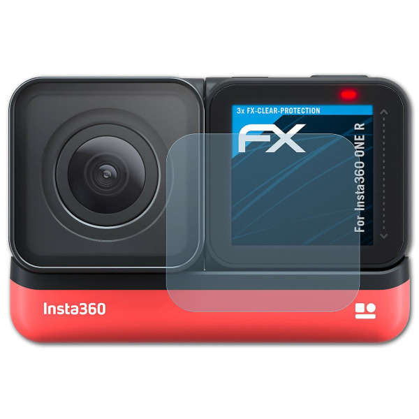 atFoliX 3x skyddsfolie kompatibel med Insta360 ONE R Displayskyddsfolie klar