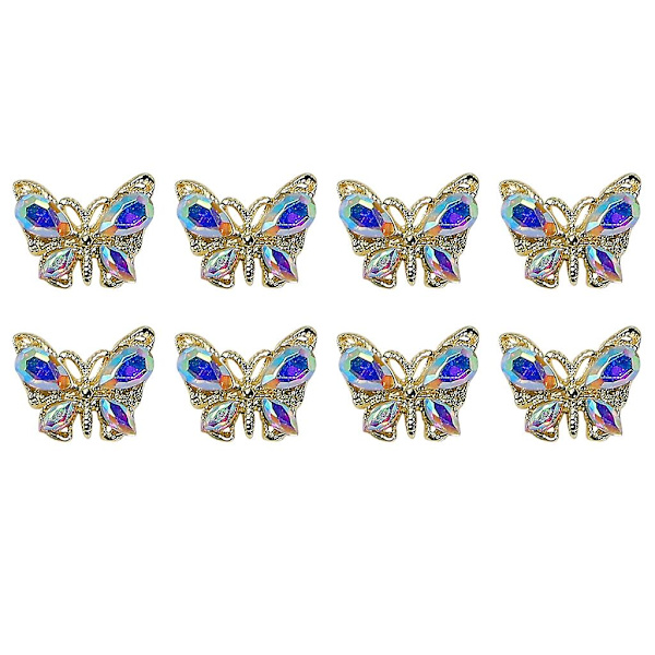 8x 3d Fjärilsnagelsmycken Flash Kristall Nagelsmycken Diy Manikyr Nagelkonst Smycken Nagelkonst Dekorationer För Kvinnor Flickor 2272