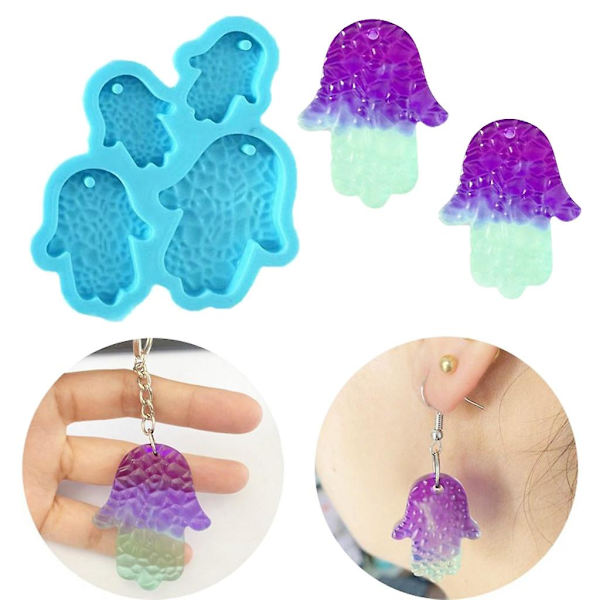 Palms Amulet Örhänge Charm Resinformar Med Hål 4-hålighet Fatima Hand Gjutning