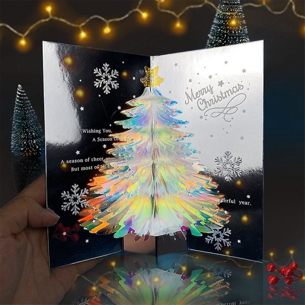 Tredimensionellt gratulationskort, julhälsningskort, julgran för vänner-Blå