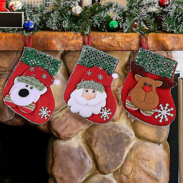 Mini Julstrumpor 4 Stycken 3d Julstrumpa Present Godispåse Kompatibel Med Barnfest Jul T