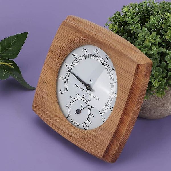Bastutermometer, 2-i-1 inomhus termometer och hygrometer i trä med ram i massivt trä
