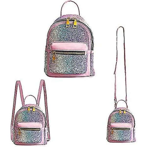 Tyttöjen kiiltävä paljetti tekonahkainen reppu Glittery Satchel Fashion Top Handle Olkalaukku