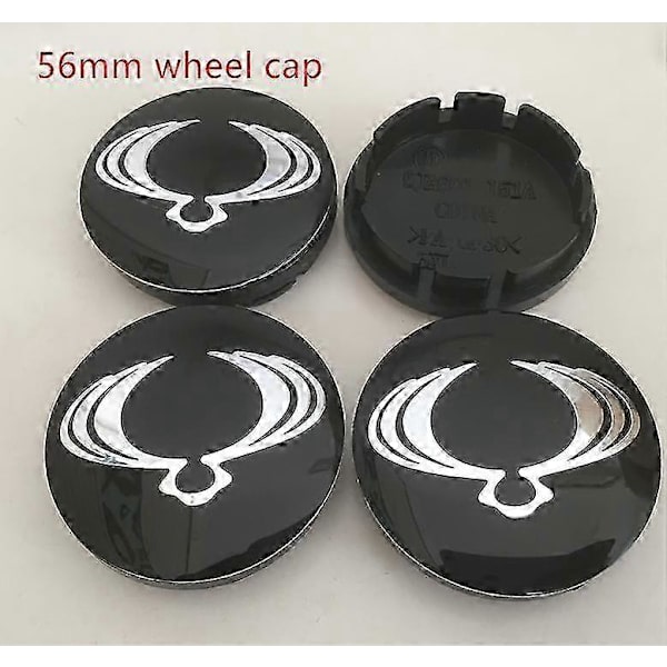 4 stk 56mm 60mm Ssangyong Bilhjul Senterhette Badge Støvtette Deksel Emblem Klistremerke Bilstyling Tilbehør 56mm black cap
