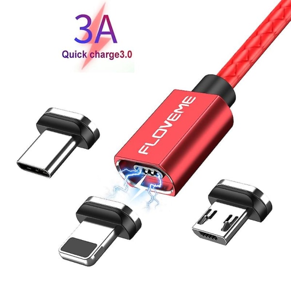 Floveme Magneettinen USB kaapeli Pikalataus Type C Kaapeli Magneettilaturi Data Charge