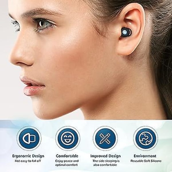Sort, øreprop, støjreducerende øreprop, ørepropper til at sove, genanvendelig fleksibel og blød silikone