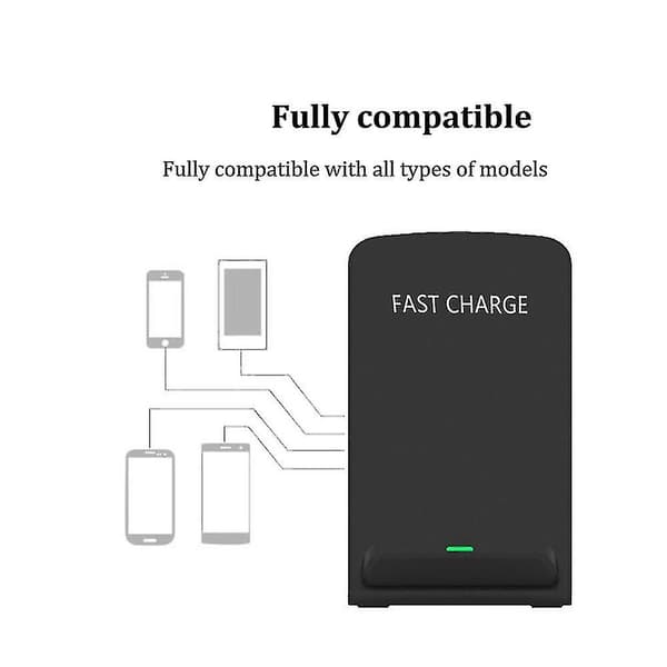 10W Qi Hurtig Trådløs Oplader Strømcelle Telefonholder Stativ Sort