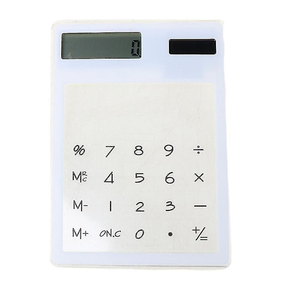 Ultra Slim Mini Transparent Solcelledrevet LCD Touh Screen Student Lommeregner