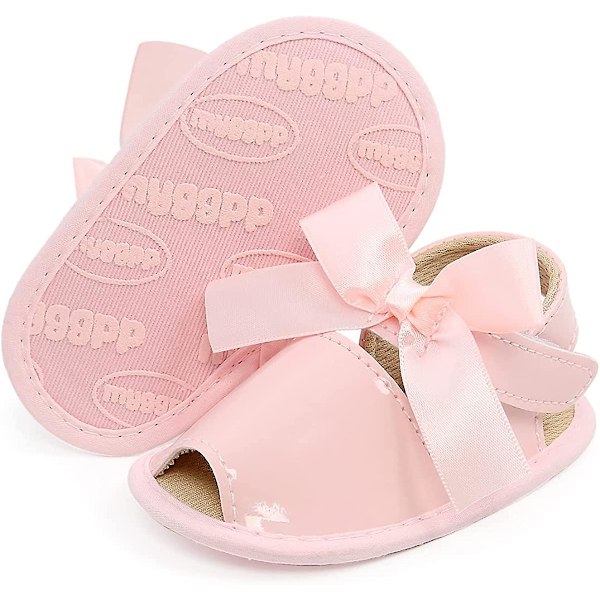 Spädbarn Baby Flickor Sommar Sandaler Med Blomma Mjuk Sula Nyfödd Småbarn Första Walker Spjälsäng Klänning Skor 16 pink 12-18 months toddler