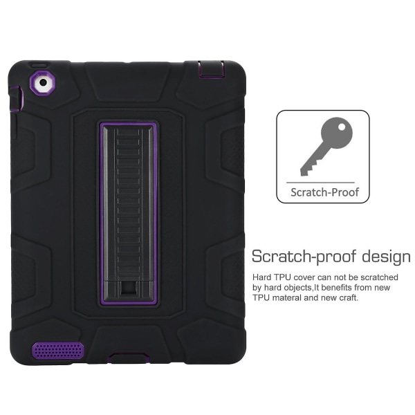 Lila Shockproof Defender Hard Case Cover för Apple Ipad 2
