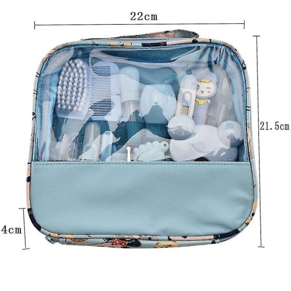 Mentin Baby ammesæt | 13-delt babyplejeprodukter Babyplejesæt Startudstyr | Negle- og næsepleje med taske med håndtaske (blå)