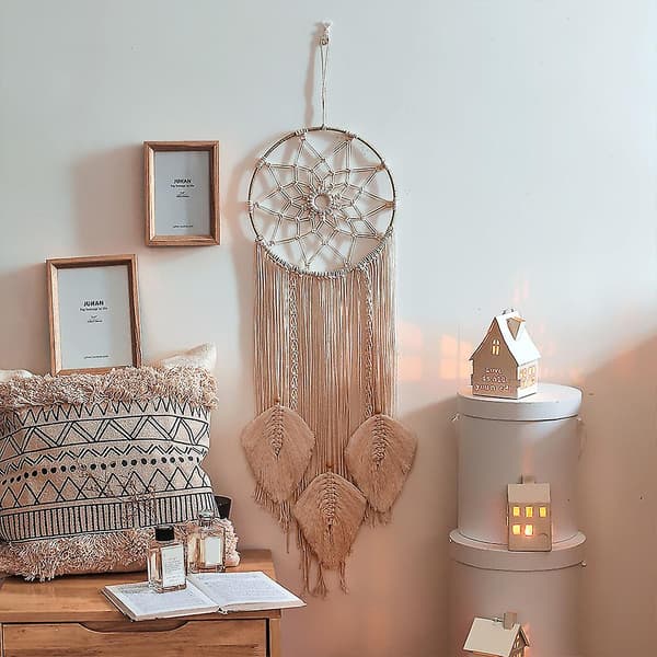 Boho Tassel Macrame Vävtapet Bomull Rep Vävda Drömfångare Gård Dekoration