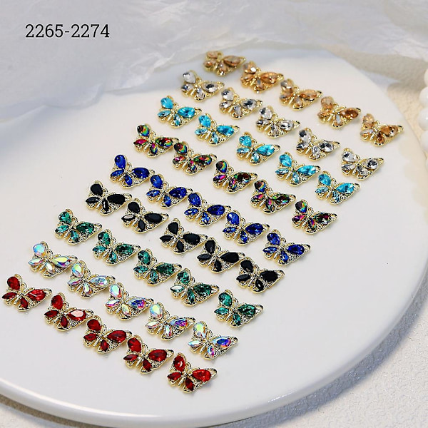 8x 3d sommerfugl-negle charms flash krystal negle charms diy manicure neglekunst smykker neglekunst dekorationer til kvinder piger 2274