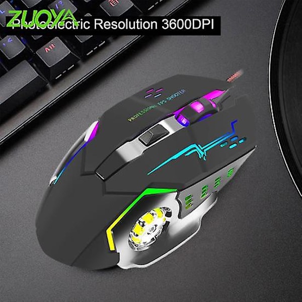 ZUOYA G8 Trådbunden Mus Ergonomisk Luminous Snabb Respons Halksäker Bekväm Grepp Datortillbehör 3600DPI Dator Trådbunden Spelmus för Skrivbord