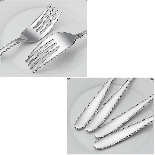 Buffé Serveringsgaffel i Rostfritt Stål Serveringsgaffel Hotell Västerländsk Biffgaffel Hem Dessertkaka Gaffel Fruktgaffel (4 st, Silver)