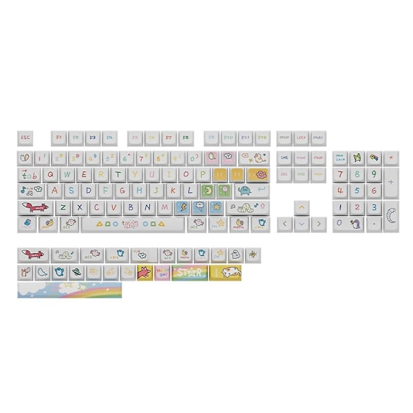 127 tangenter Pbt Keycaps Xda profil Dye-sub söta djur tecknad tema Keycap set
