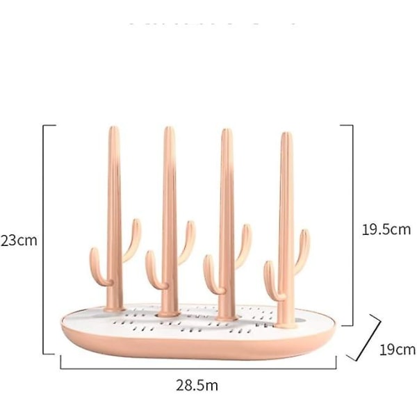 (Rosa) Tørkerack for babyflasker Kaktusdesign Avrenningsstativ for flasker og tilbehør, N