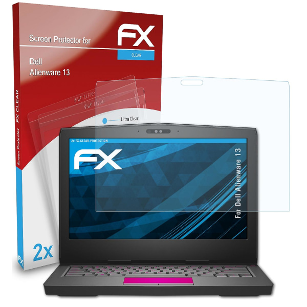 atFoliX 2x Schutzfolie Compatibel Dell Alienware 13 Displayschutzfolie klar