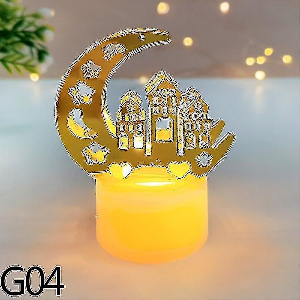 Ramadan Dekoration Jern Stearinlys LED Lys Ornament Islamisk Muslimsk Hjem Fest Dekoration