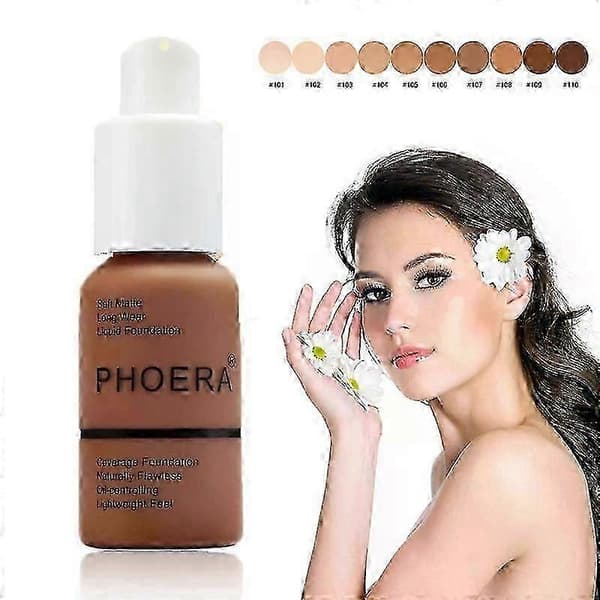 egnet til PHOERA 2 stk/sæt Liquid Coverage Foundation Ansigtsbasecreme Lysnende Fugtighedscreme Mineral Fuld Dækning Concealer Makeup TSLM1-jc C12