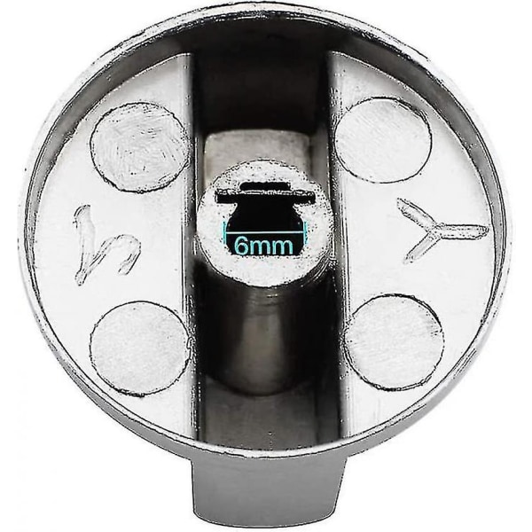 6 stk Universal Metall Kontrollknapp Gasskomfyr 6mm Universal Kontrollknapp Komfyrknapp Kompatibel Gasskomfyr Komfyr